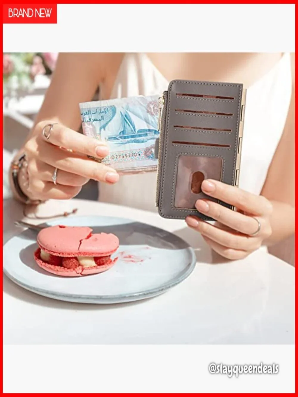 Slim RFID Bifold Card Holder with Zipper Pocket & ID Windows